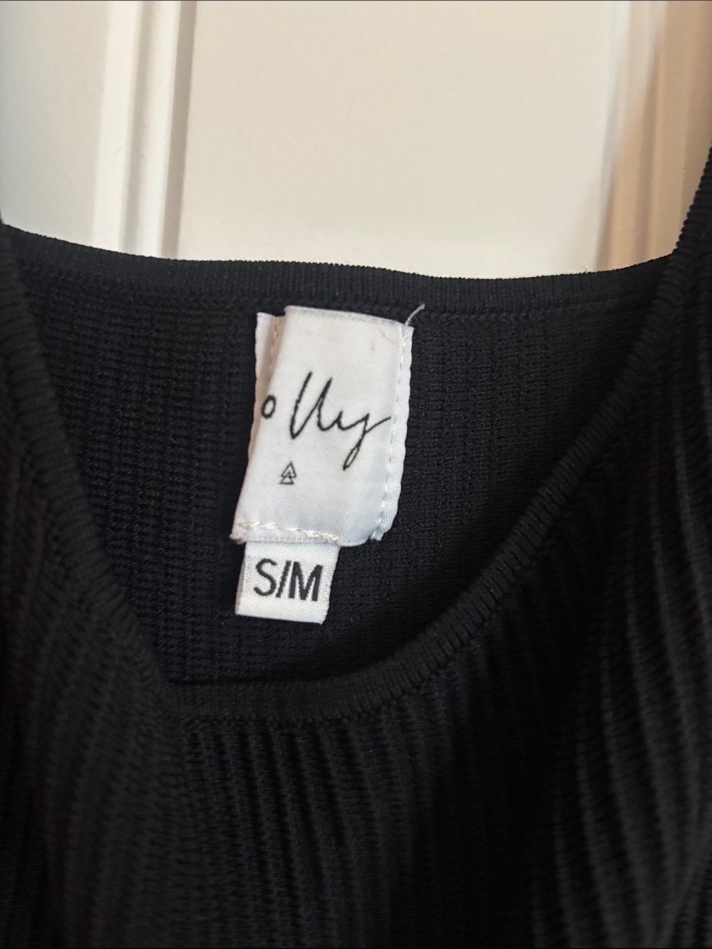 Stretch Ribbed Black Mini Dress - Picture 2 of 3